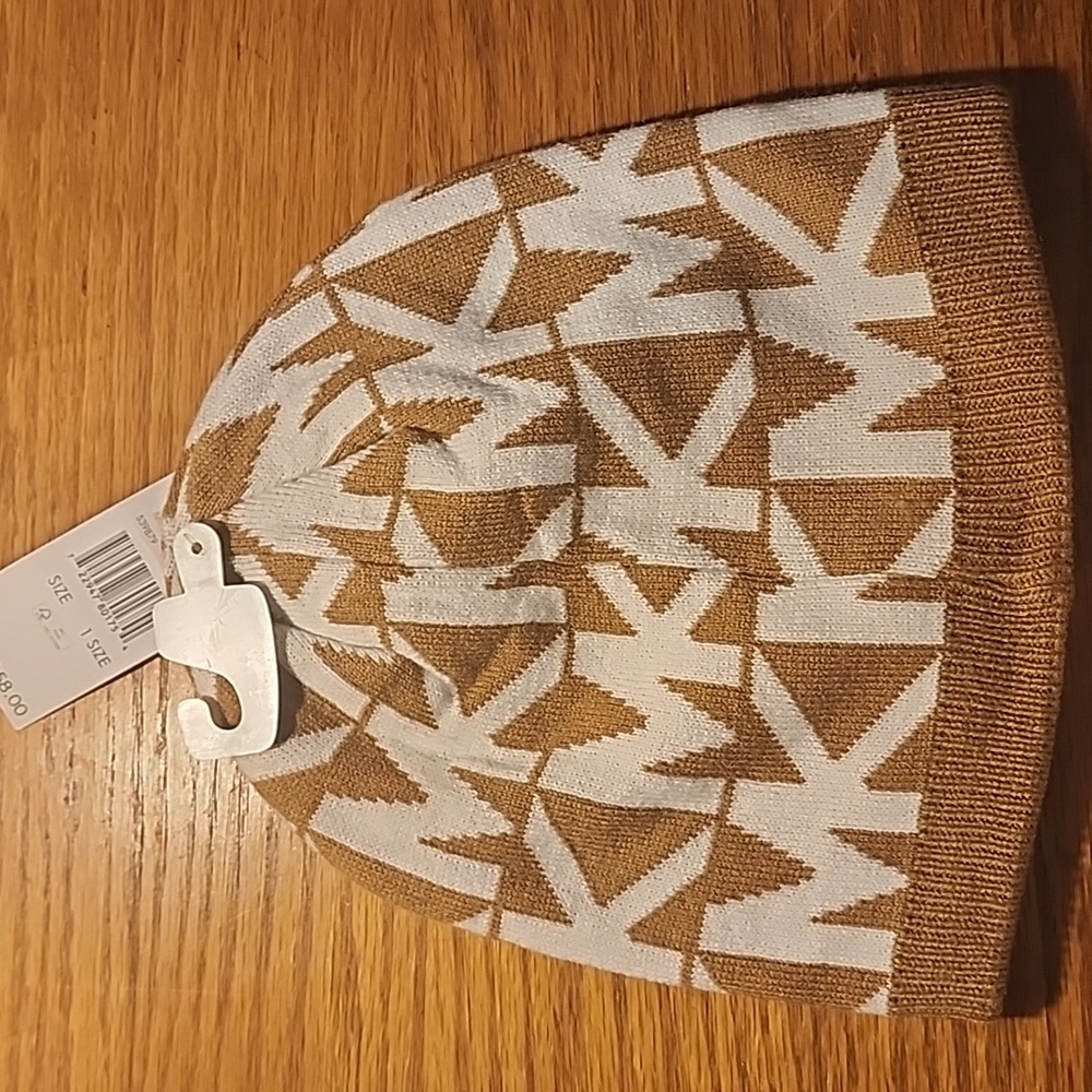 Michael Kors Brown and White Logo Beanie - Picture 3 of 4